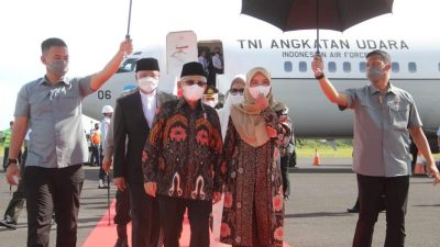Tiba Di Bumi Rafflesia Wapres Ma’ruf Amin dan Istri Disambut Gubernur Bengkulu