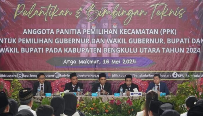 KPU Kabupaten Bengkulu Utara Lantik PPK untuk Pilkada Serentak Tahun 2024