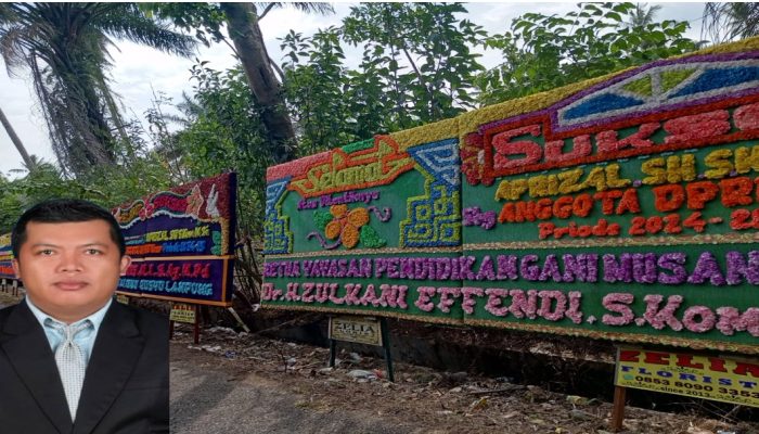 Syukuran Pelantikan Aprizal, SH, S.Kom, M.Si Sebagai Anggota DPRD Kabupaten Kaur Dimeriahkan Ratusan Papan Bunga