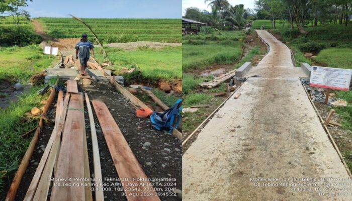 Monitoring dan Evaluasi Pembangunan Jalan Usaha Tani Oleh Kelompok Tani Sejahtera di Desa Tebing Kaning Arma Jaya