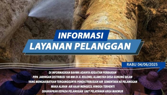 Optimalkan Layanan Air Bersih, PDAM Tirta Ratu Samban Lakukan Perbaikan Jaringan Pipa Distribusi