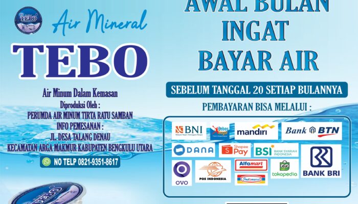 PDAM Tirta Ratu Samban Bengkulu Utara Hadirkan Layanan Pembayaran Online, Mudahkan Pelanggan Bayar Tagihan Air Tanpa Antri