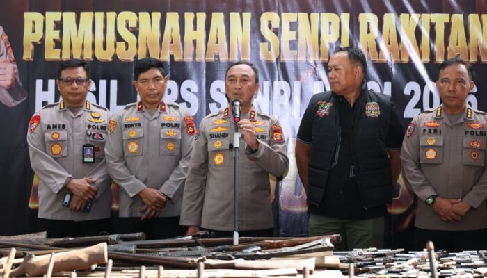 Negara Hadir Berantas Senpi Ilegal, Polda Sumsel Musnahkan Ratusan Senjata Api Hasil Ops Senpi Musi 2026