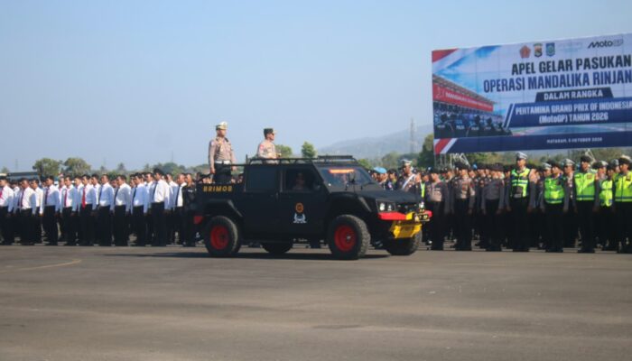 2.678 Personel Dikerahkan, Kapolda NTB Pimpin Apel Ops Mandalika Rinjani 2026 Amankan MotoGP