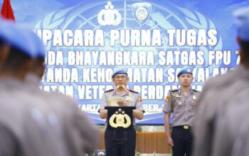 Wakapolri Pimpin Upacara Purna Tugas FPU 7 Minusca, 140 Personel Terima Penghargaan
